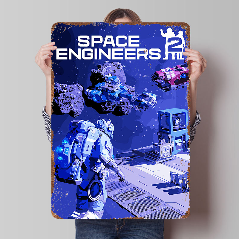 Retro Gaming Space - Poster in Metallo con Cover Art