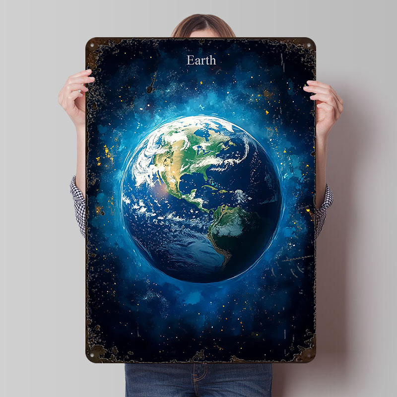 Retro Gaming Space - Poster in Latta 'Pianeta Terra nel