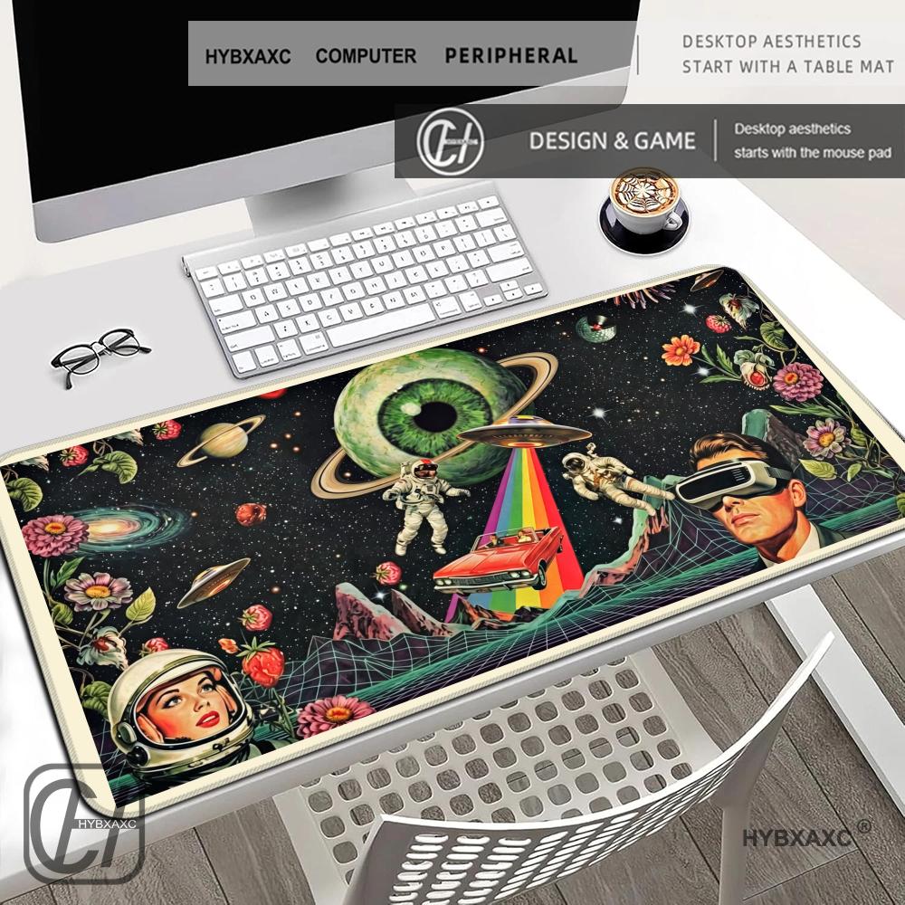 Retro Gaming Space - HYBXAXC Tappetino da Scrivania Retrò Sci-Fi