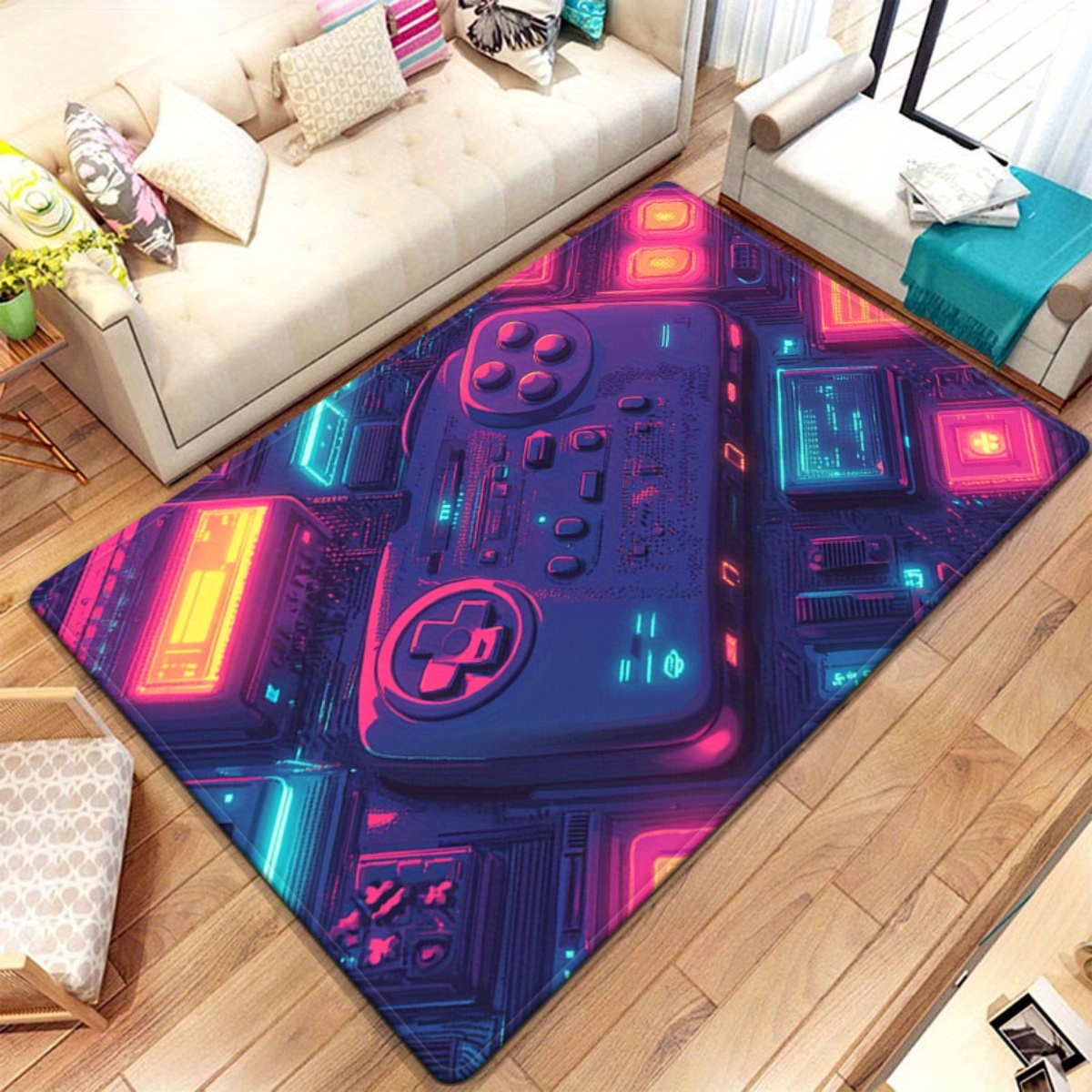 Retro Gaming Space - Tappeto Neon Gamer – Design con