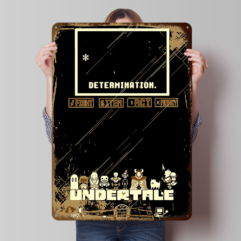Retro Gaming At Home - Poster in Metallo Undertale, Arte Murale